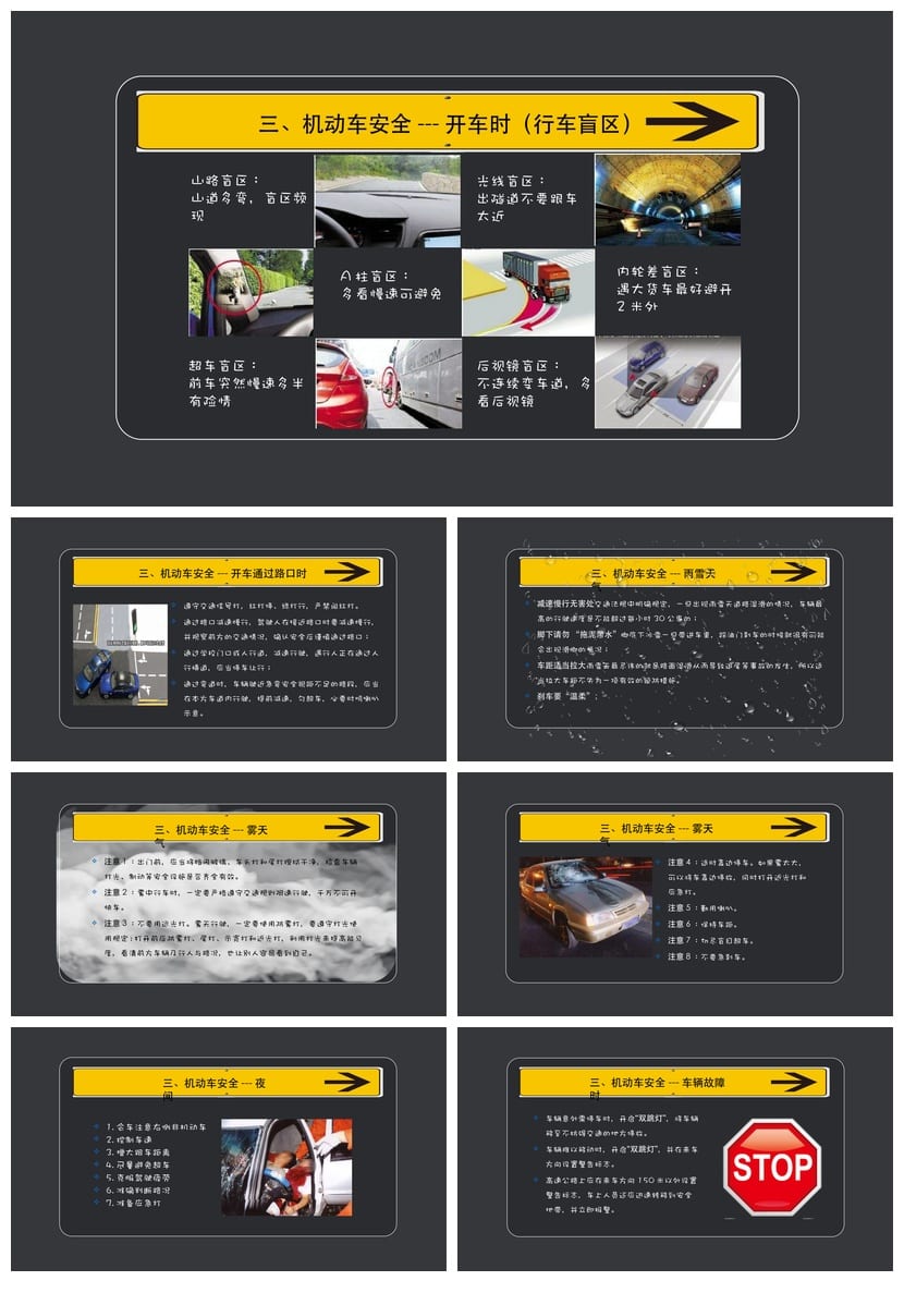 交通安全PPT模板：动态课件源文件pptx素材包合集 - 第6页预览