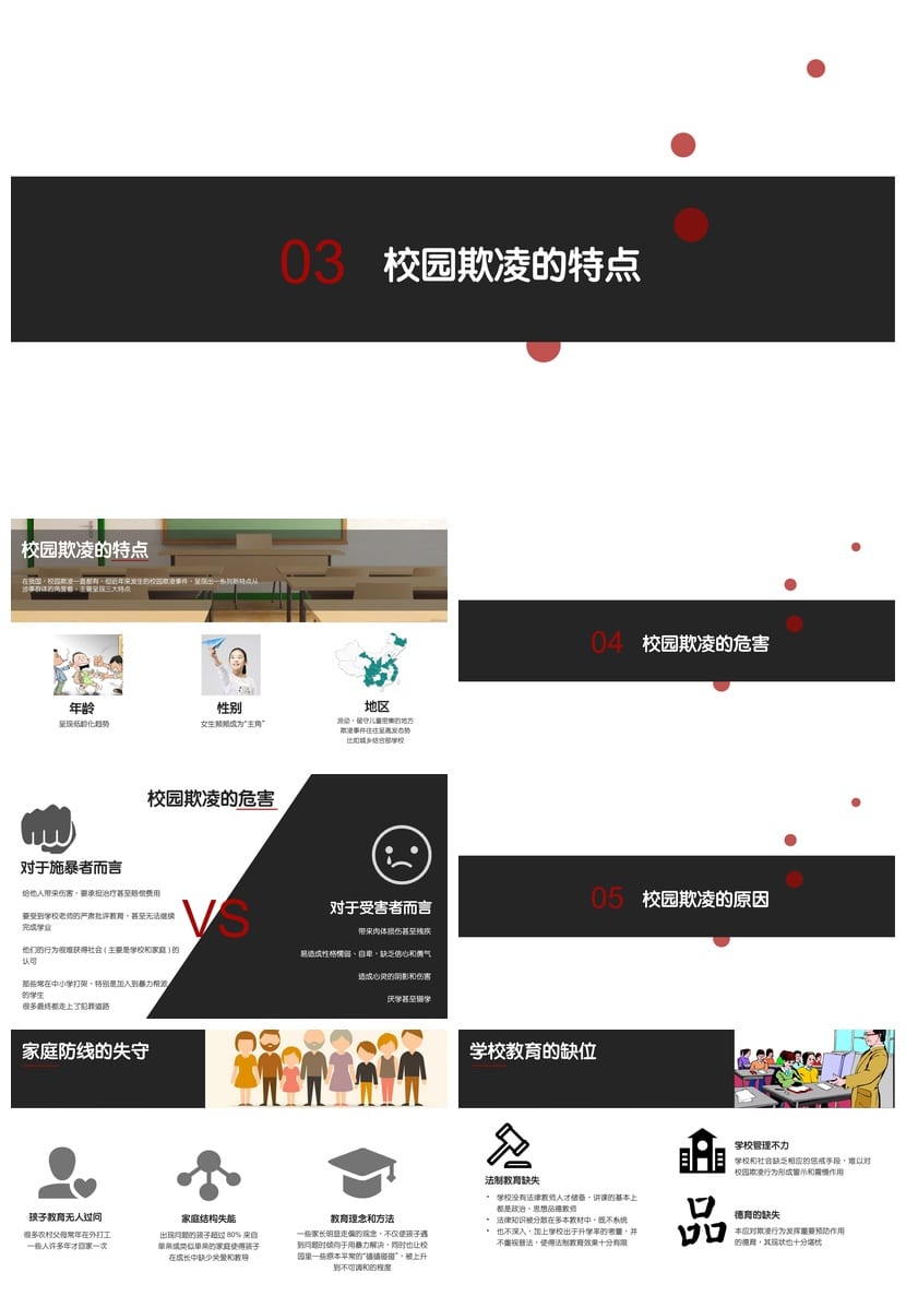 反对校园欺凌PPT模板 预防校园暴力课件资源包素材 - 第2页预览