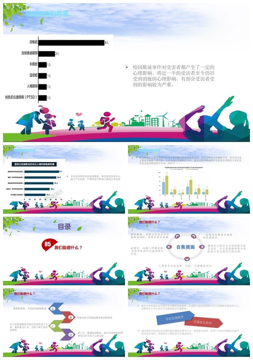 反对校园欺凌PPT模板 预防霸凌课件资源学校班会 - 第4页预览