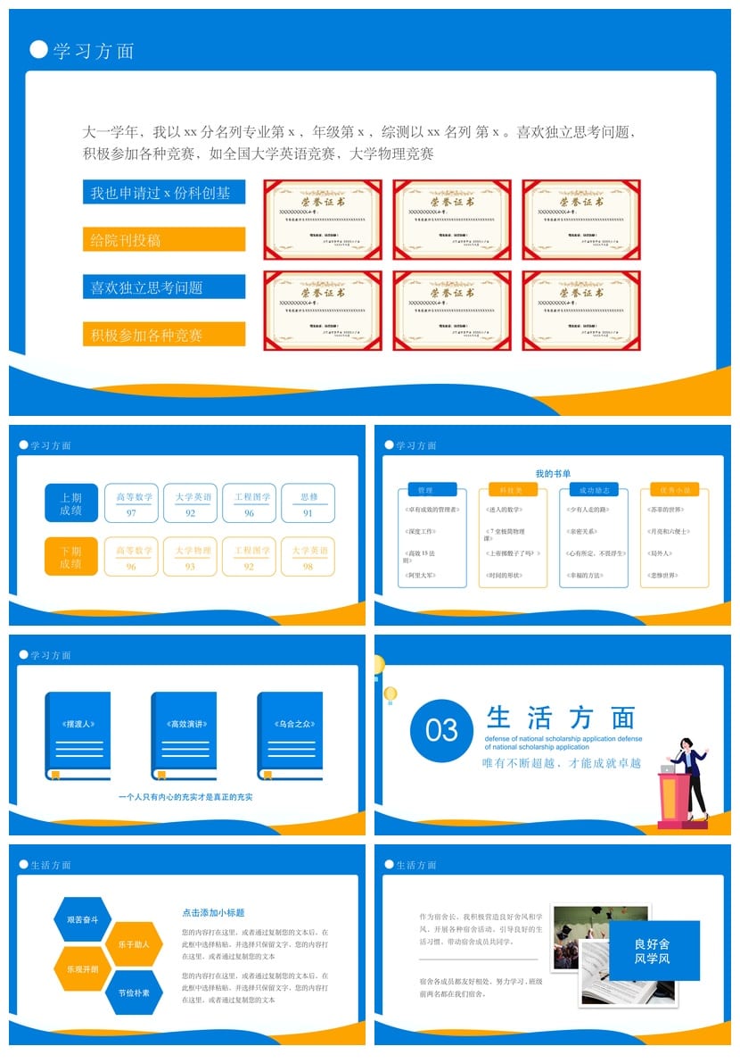 国奖答辩PPT模板国家奖学金答辩pptx素材 - 第2页预览