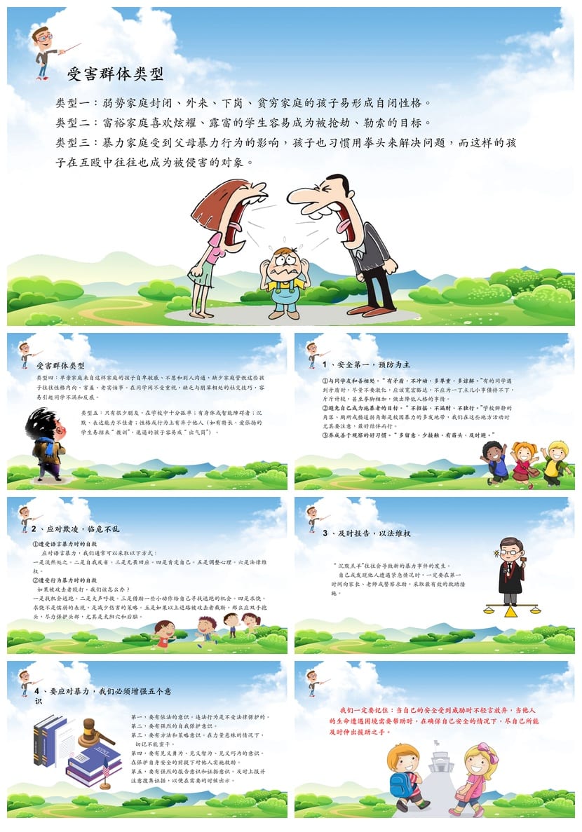 拒绝校园欺凌主题班会PPT课件 防校园暴力教育课件资源模板 - 第6页预览