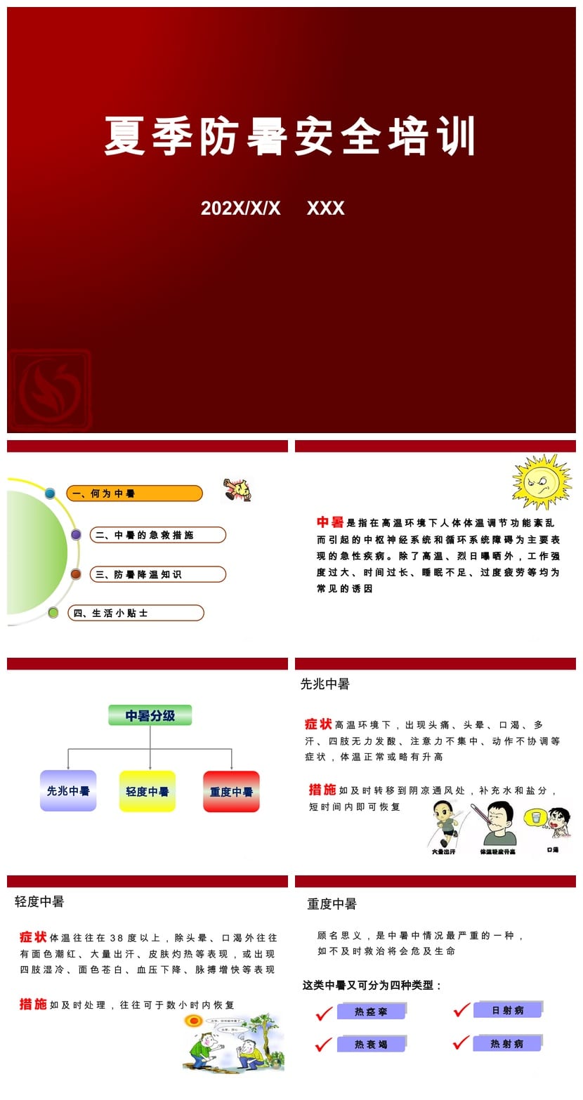 夏季防暑降温PPT模板 高温防护教育培训课件pptx源文件 - 第1页预览