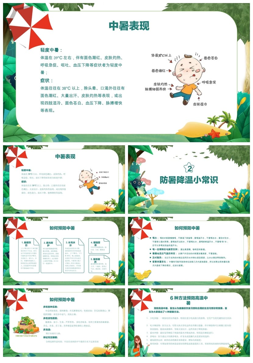 夏季防暑降温PPT模板pptx源文件素材 高温预防急救培训课件设计 - 第2页预览