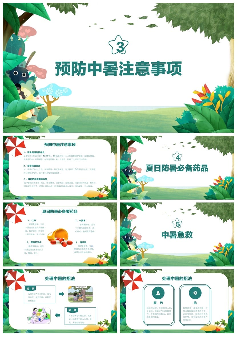 夏季防暑降温PPT模板pptx源文件素材 高温预防急救培训课件设计 - 第3页预览