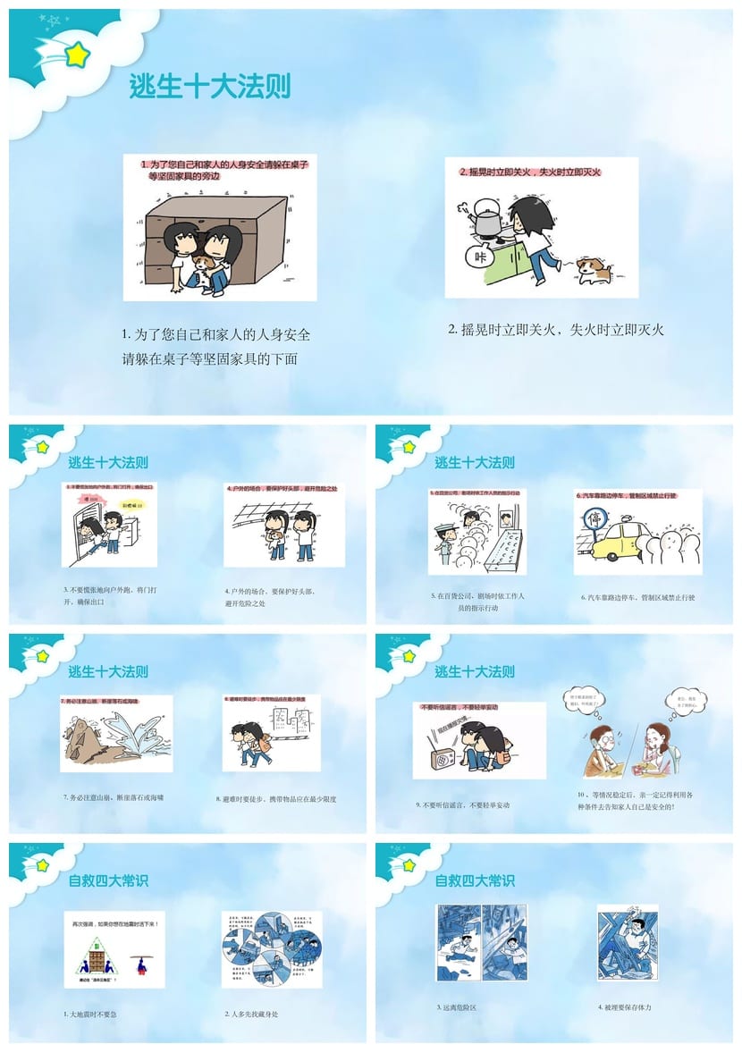 防地震安全教育PPT模板 pptx素材 防灾减灾课件 应急演练培训 - 第2页预览