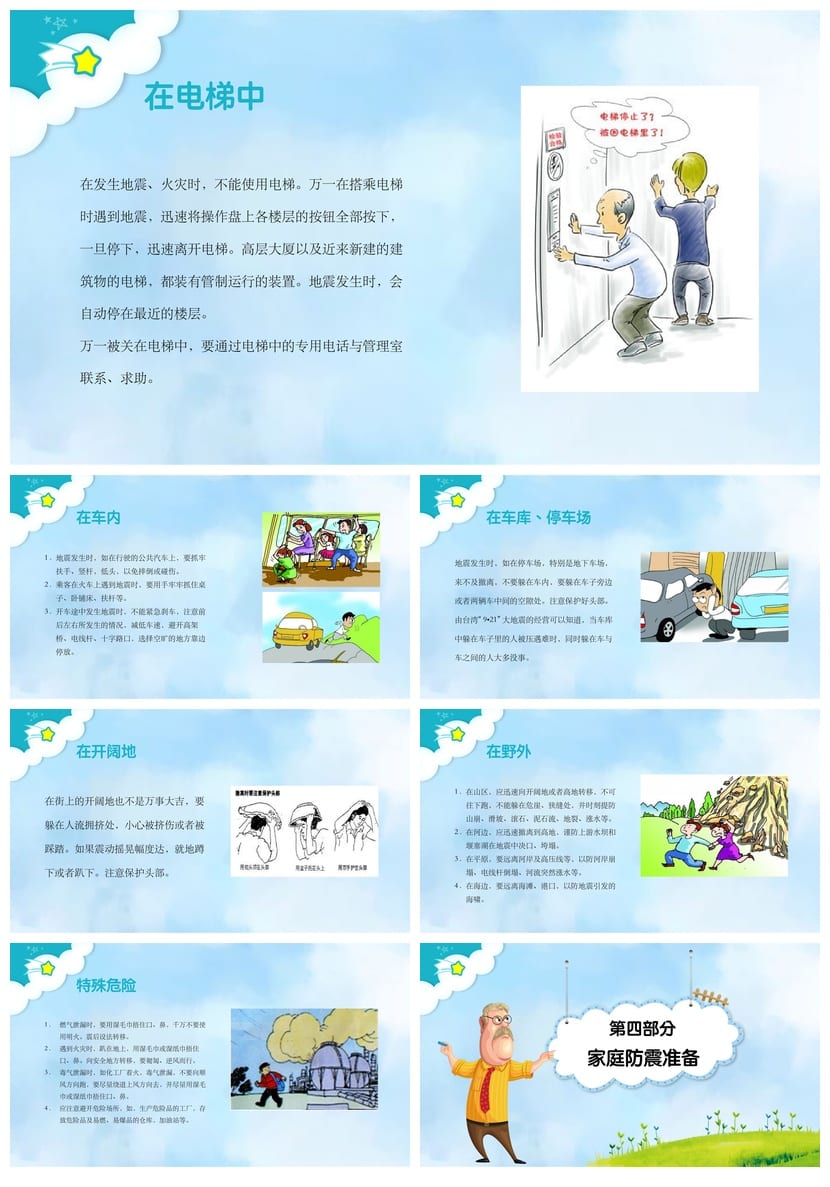 防地震安全教育PPT模板 pptx素材 防灾减灾课件 应急演练培训 - 第4页预览