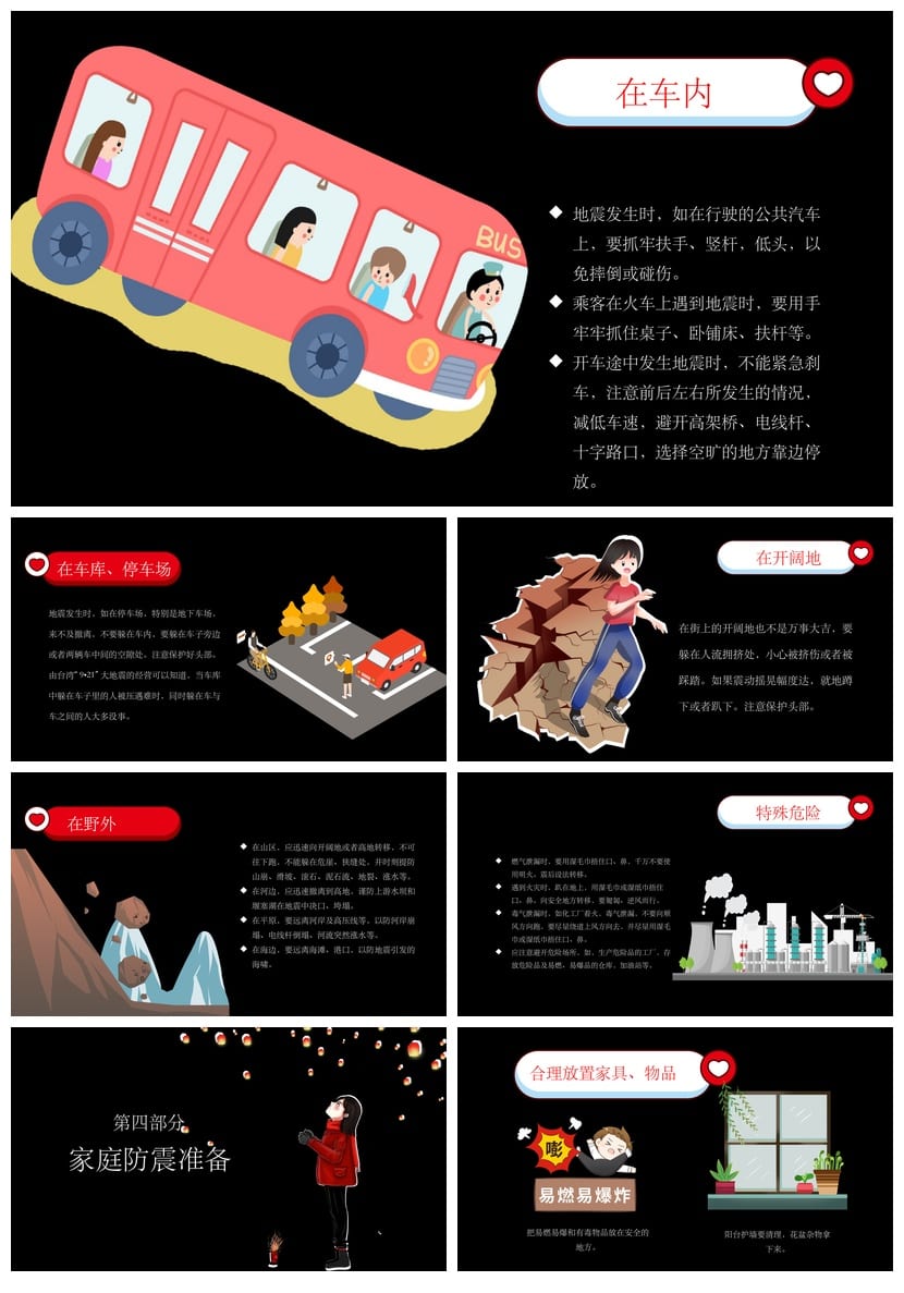 防地震安全教育PPT模板 应急防灾演练课件 校园地震防护pptx素材 - 第4页预览