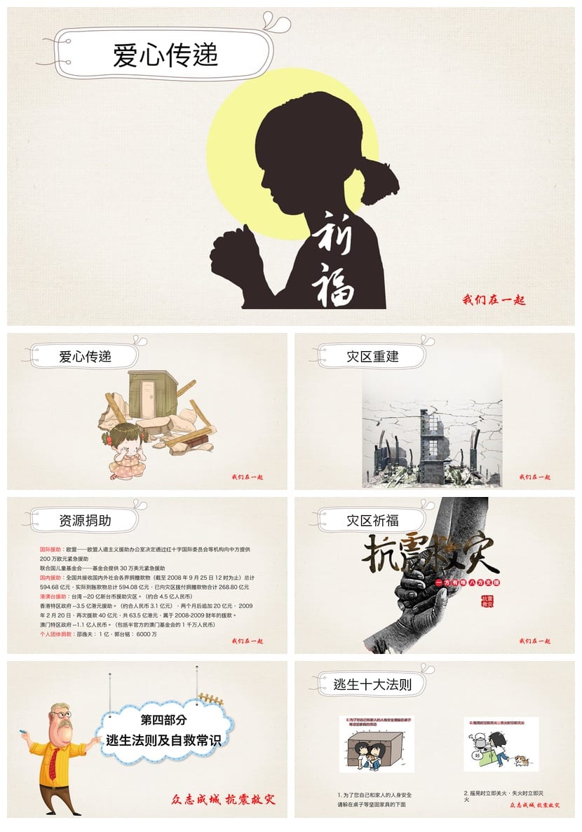 防地震PPT模板 安全教育课件 抗震防灾主题班会ppt素材 - 第4页预览