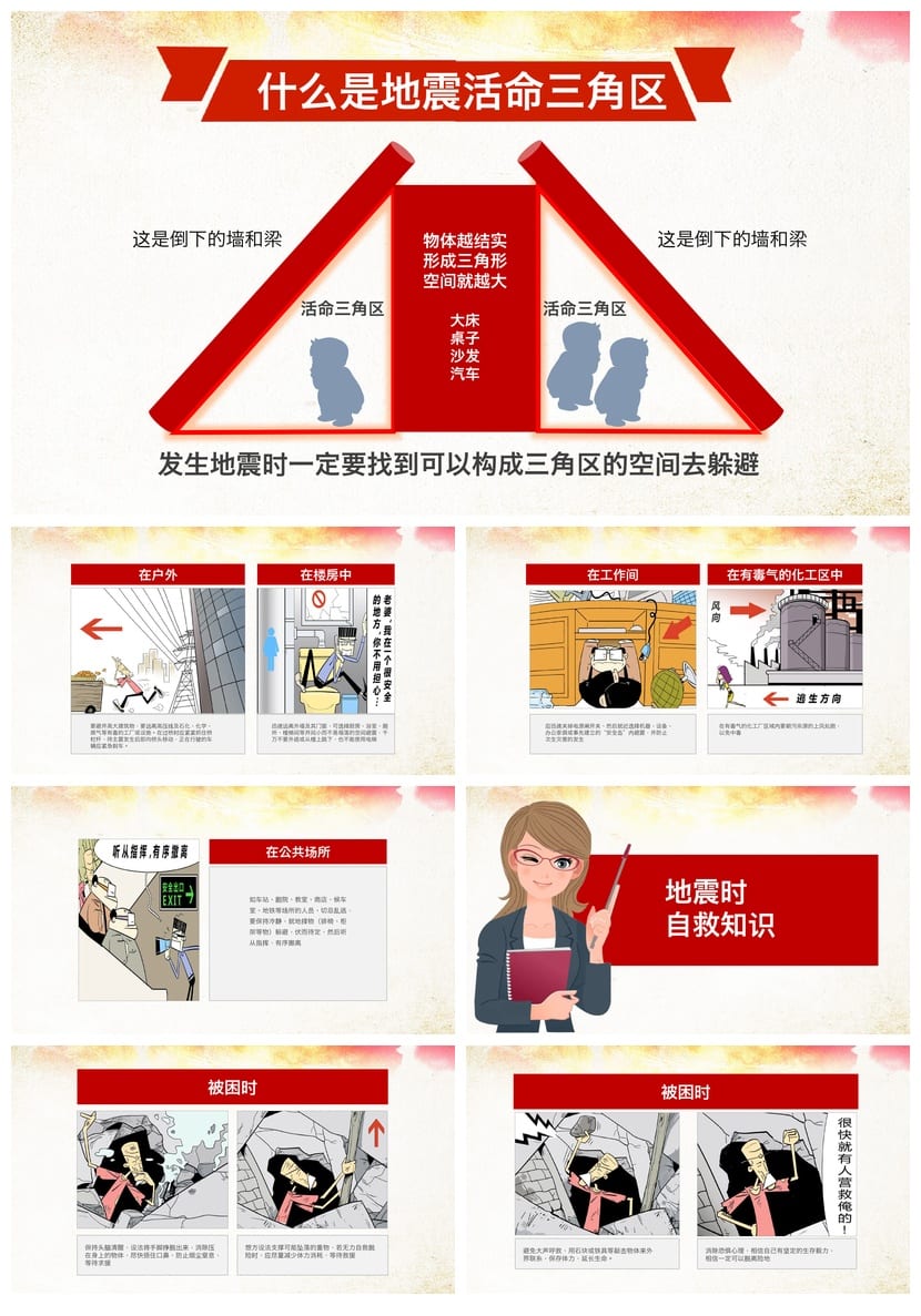 防地震安全教育PPT模板 应急演练科普课件素材pptx - 第2页预览