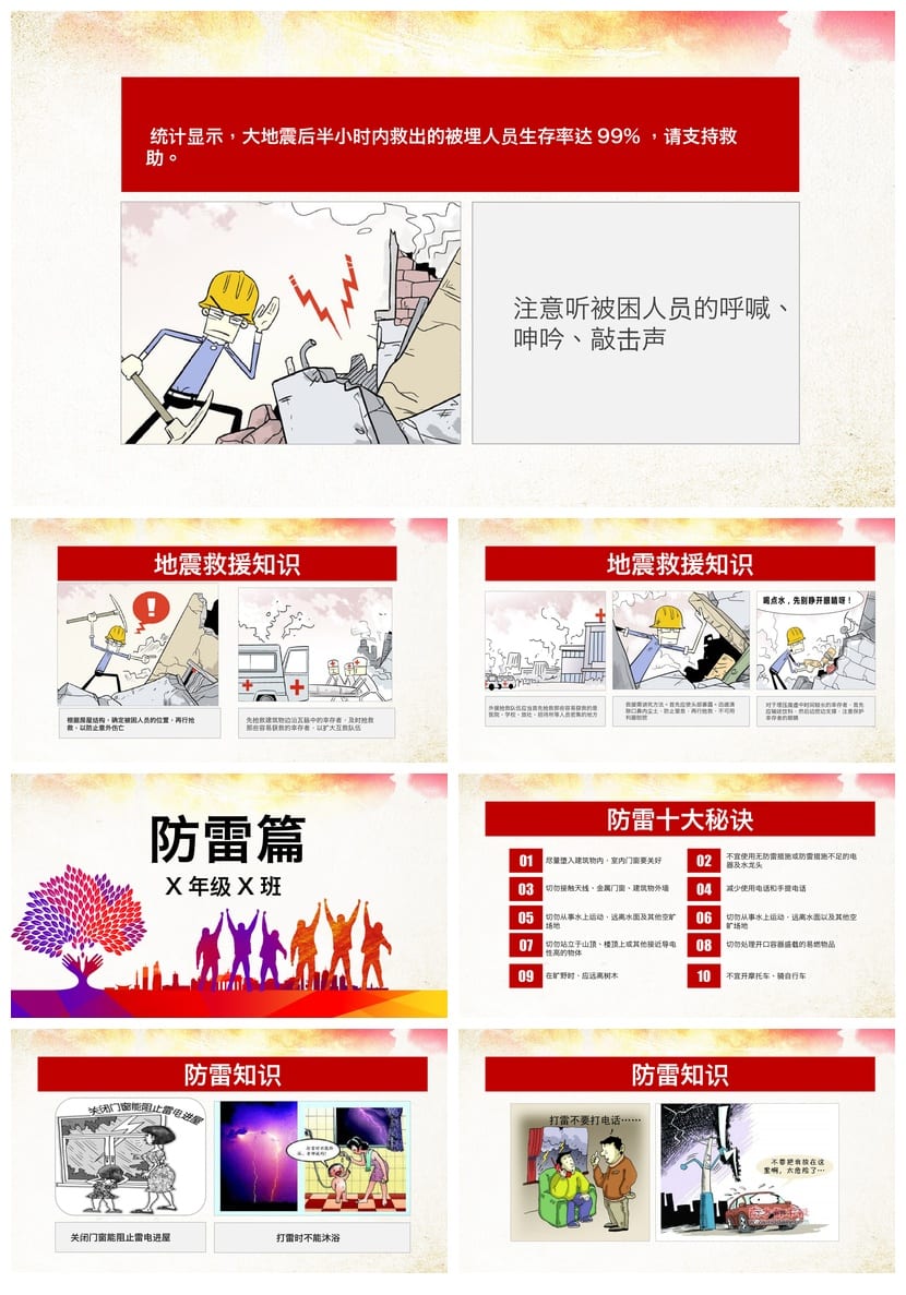 防地震安全教育PPT模板 应急演练科普课件素材pptx - 第3页预览