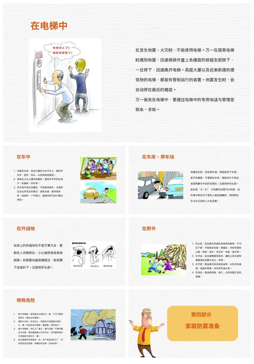 防地震PPT模板素材 安全教育课件 简约通用pptx可编辑版 - 第4页预览