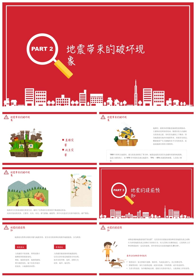 防地震安全教育PPT模板 应急演练课件 防灾减灾素材pptx - 第2页预览