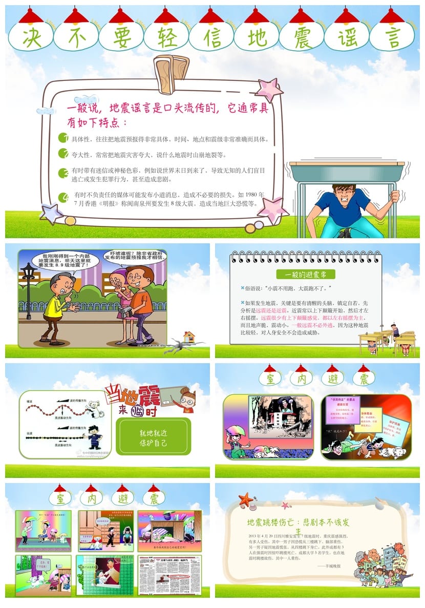防地震安全教育PPT模板 应急演练课件 防灾减灾主题班会素材 - 第2页预览