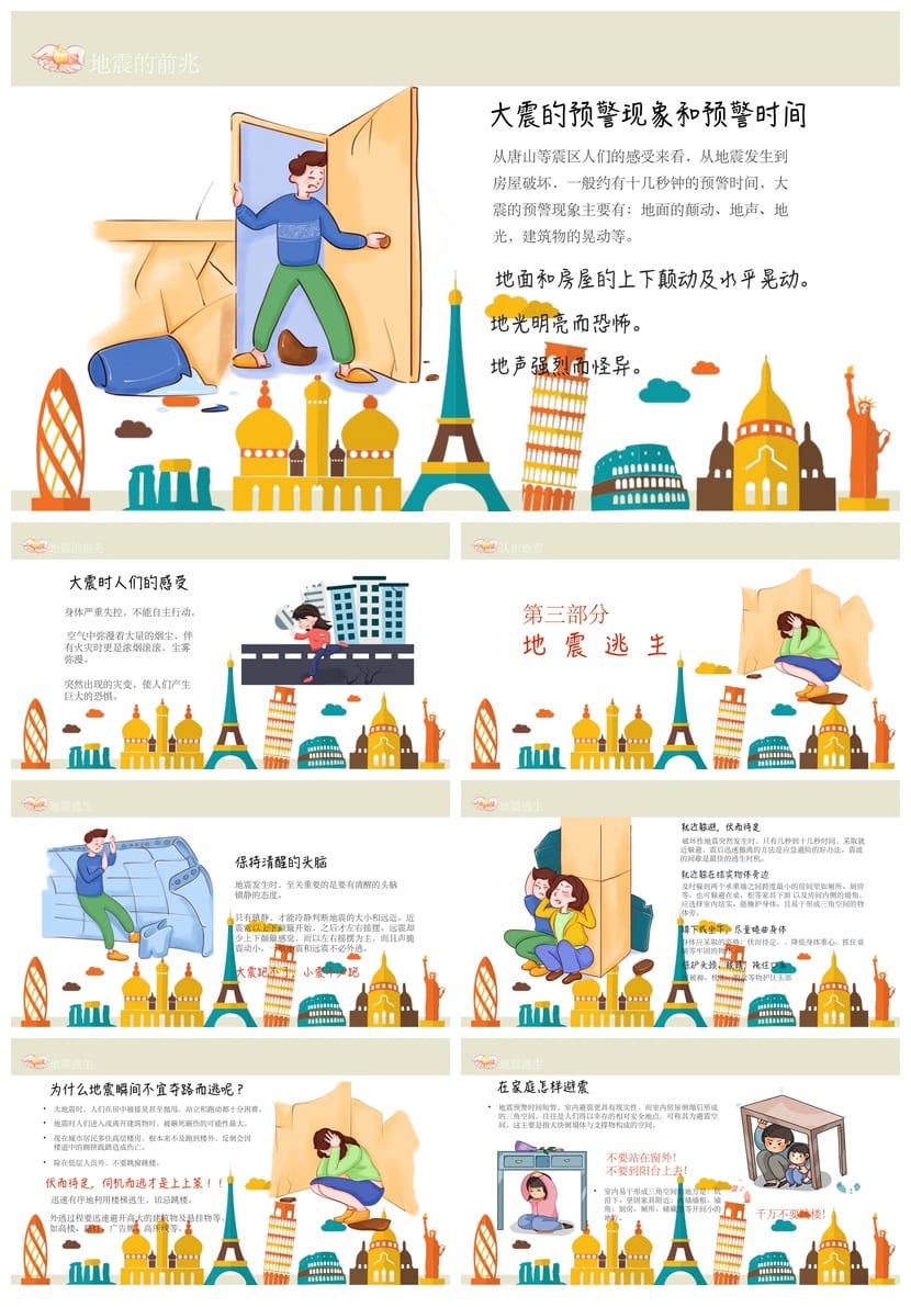 防地震安全教育PPT模板 中小学生防灾减灾主题班会课件素材 - 第2页预览