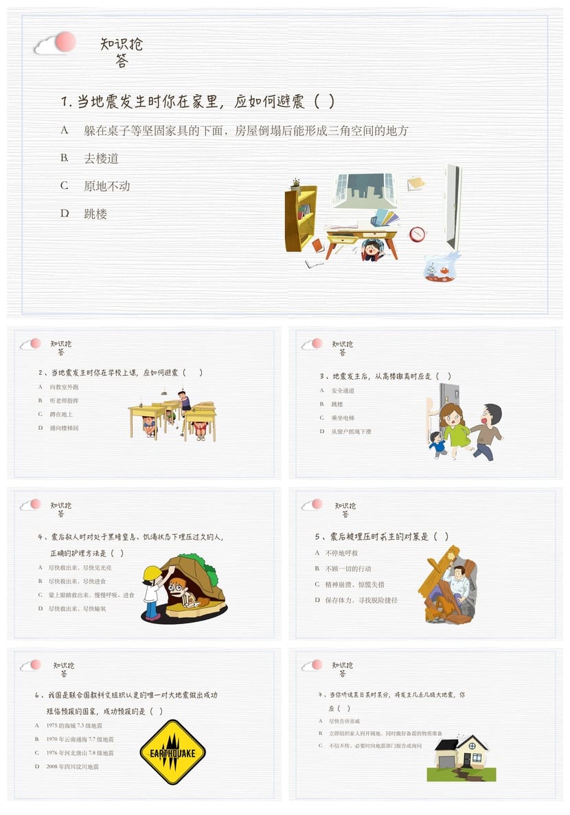 防地震安全教育PPT模板 防灾减灾应急演练课件素材pptx - 第6页预览