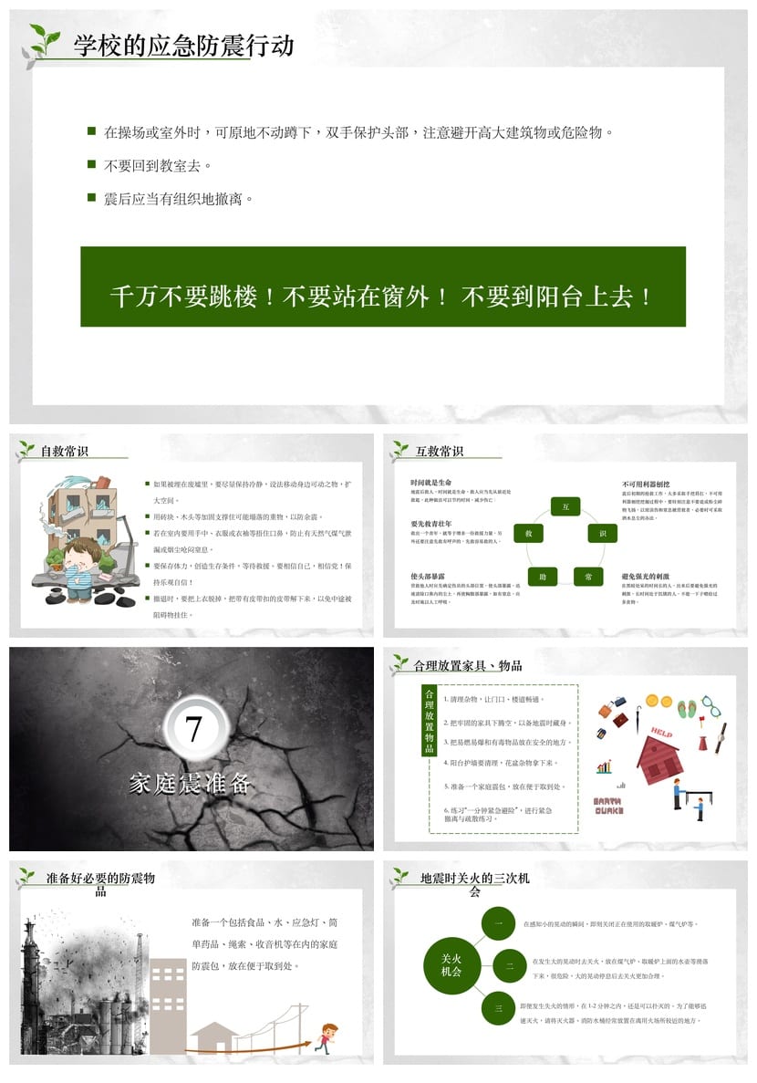 防地震PPT模板 安全教育课件 抗震救灾素材pptx - 第6页预览