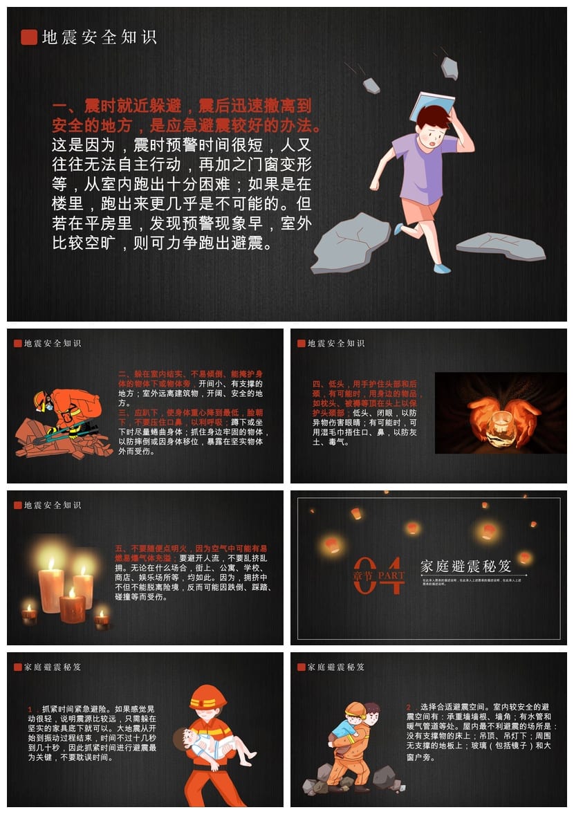 防地震安全PPT模板 应急演练课件素材 防灾减灾教育pptx - 第3页预览