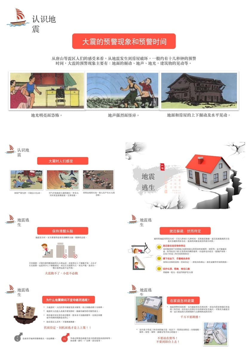 防地震PPT模板 安全教育课件 抗震救灾主题班会素材 - 第2页预览