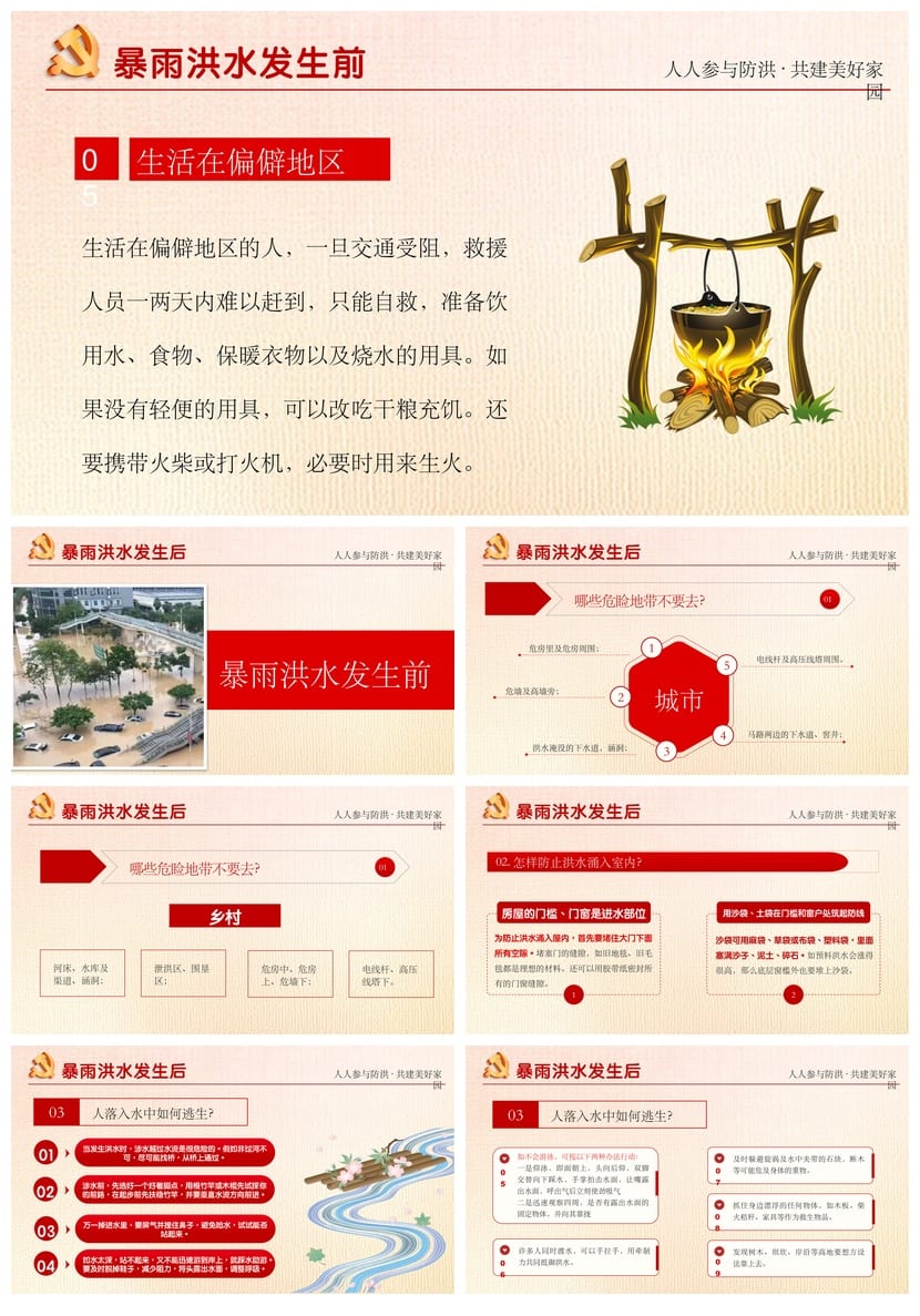 防汛防台PPT模板 防洪应急预案pptx源文件素材 - 第4页预览