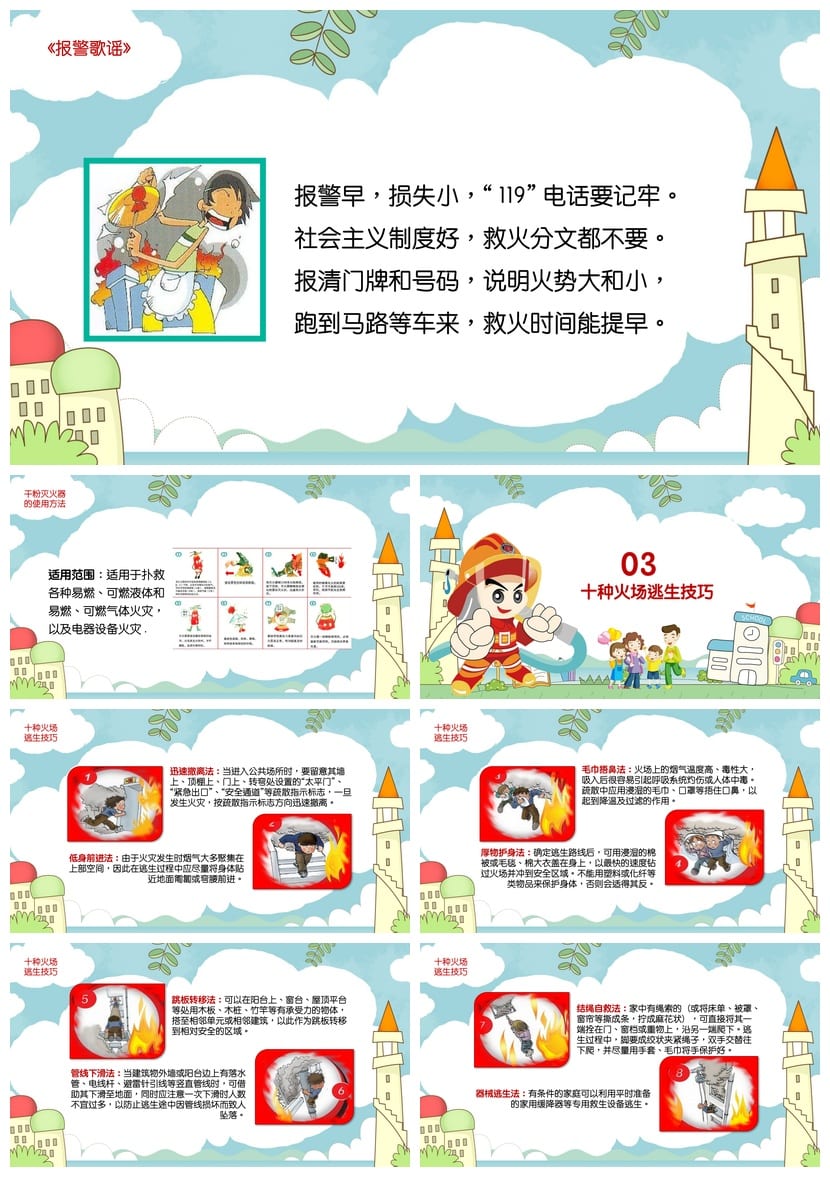 防火安全PPT模板素材 消防知识培训课件pptx - 第3页预览