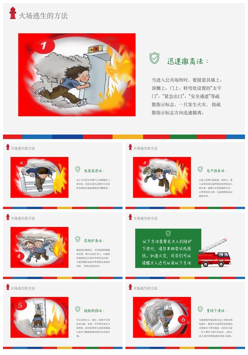 防火安全PPT模板 消防安全教育培训课件素材包 - 第2页预览