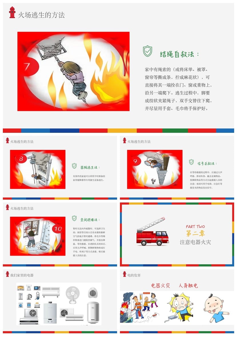 防火安全PPT模板 消防安全教育培训课件素材包 - 第3页预览