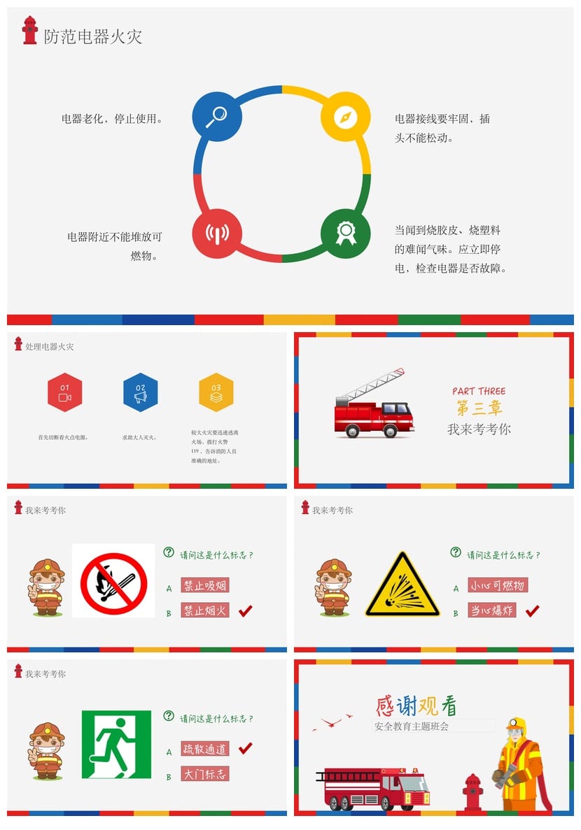 防火安全PPT模板 消防安全教育培训课件素材包 - 第4页预览