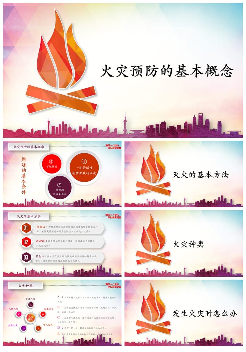 防火安全PPT模板 消防安全素材pptx课件 教育培训专用 - 第2页预览