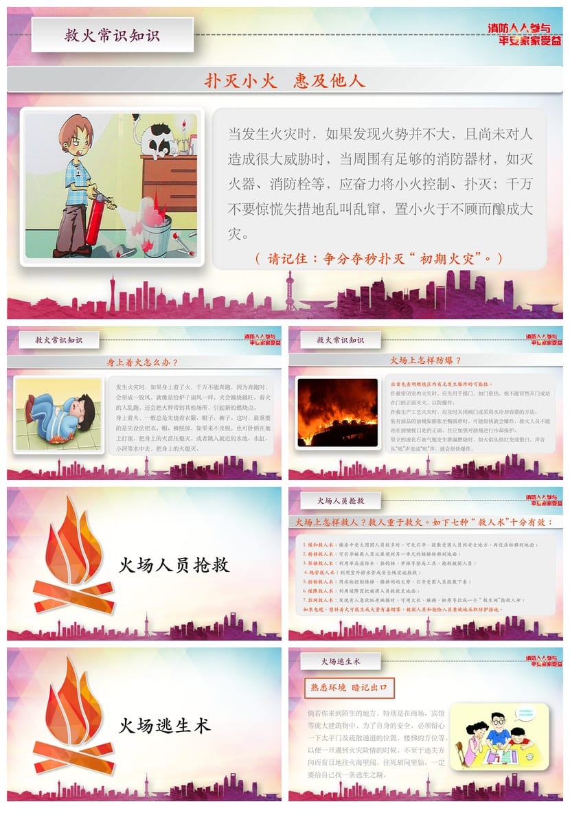 防火安全PPT模板 消防安全素材pptx课件 教育培训专用 - 第5页预览