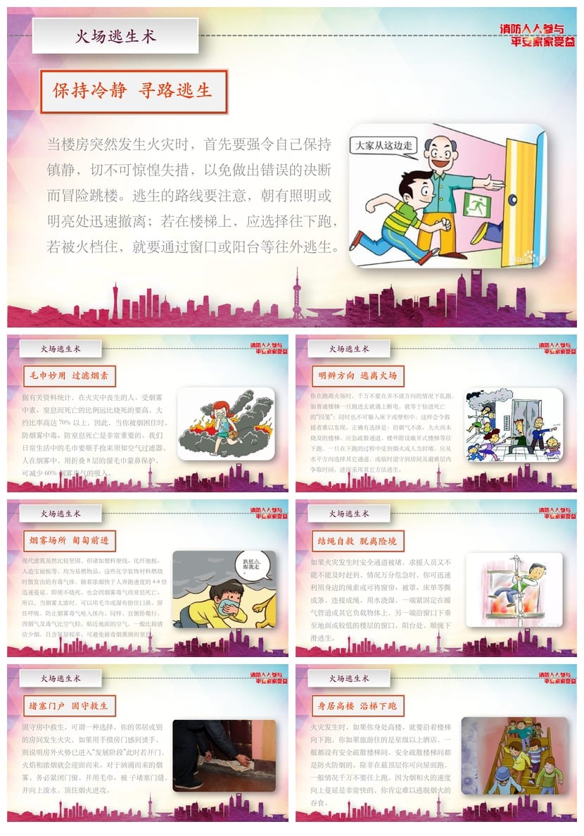 防火安全PPT模板 消防安全素材pptx课件 教育培训专用 - 第6页预览