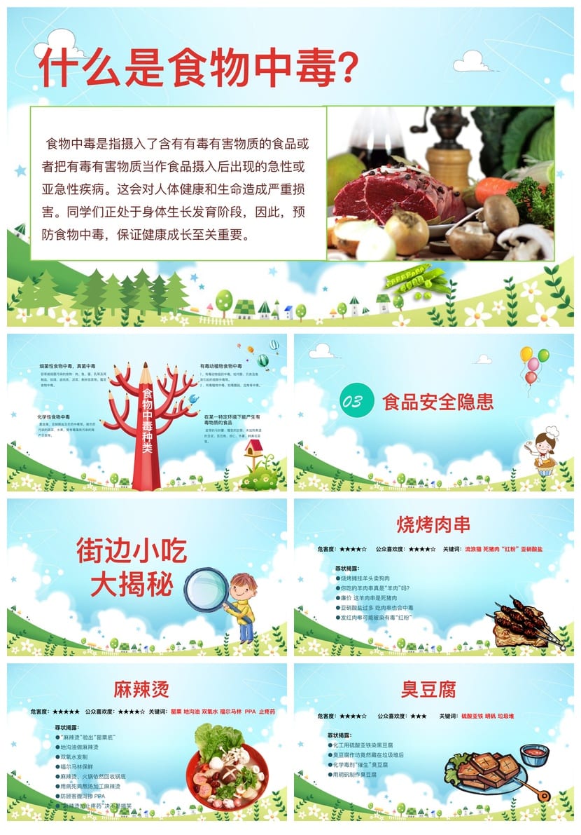 食品安全PPT模板 教育培训课件素材pptx源文件 - 第2页预览