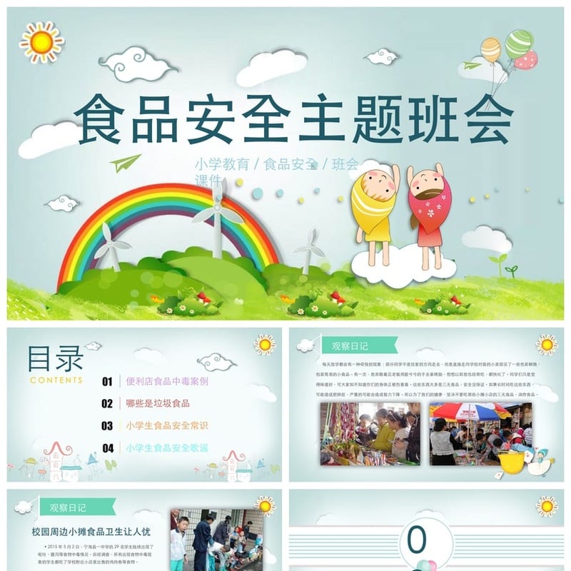 食品安全PPT课件pptx源文件 企业培训餐饮管理模板素材 - 小学PPT 模板