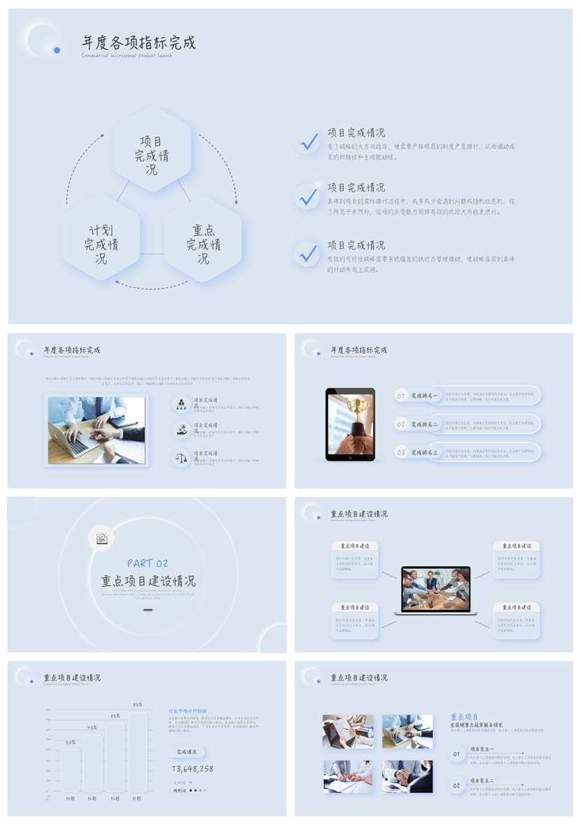 商务工作总结PPT模板 红色国风述职报告PPT素材 - 第2页预览