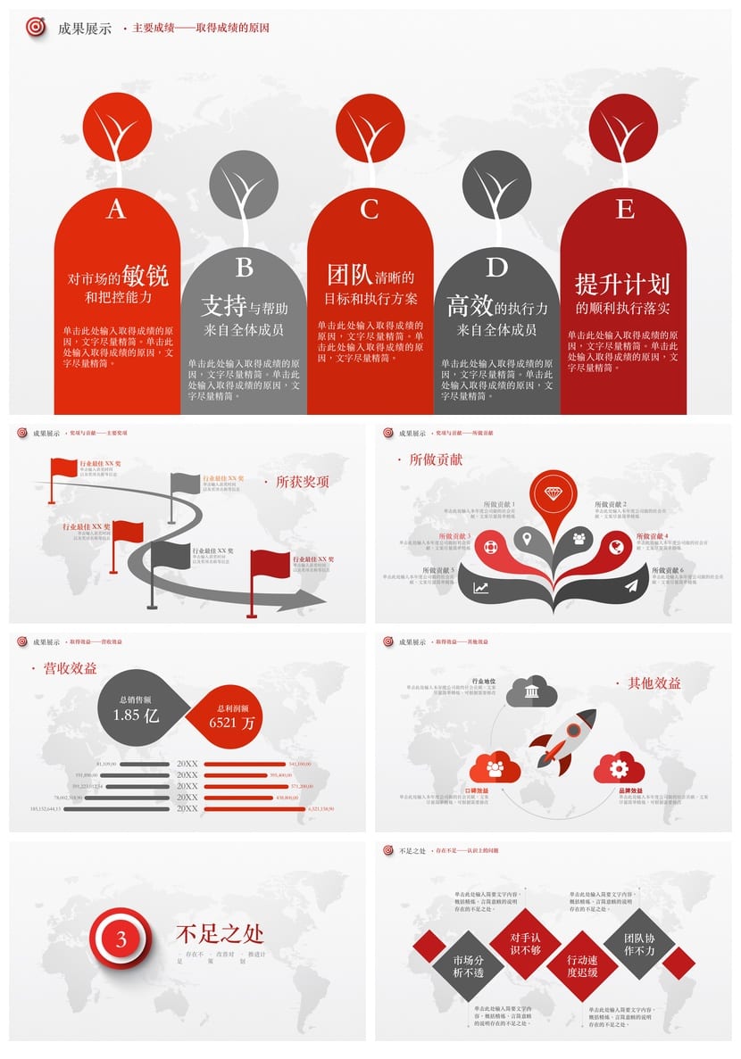 商务红色国风PPT模板 新中式高端大气工作总结汇报课件素材 - 第3页预览