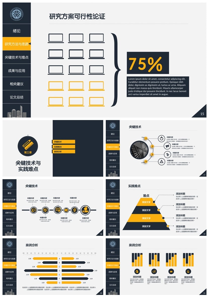 行业通用PPT模板：商业工作报告与毕业答辩素材 多风格设计pptx - 第3页预览