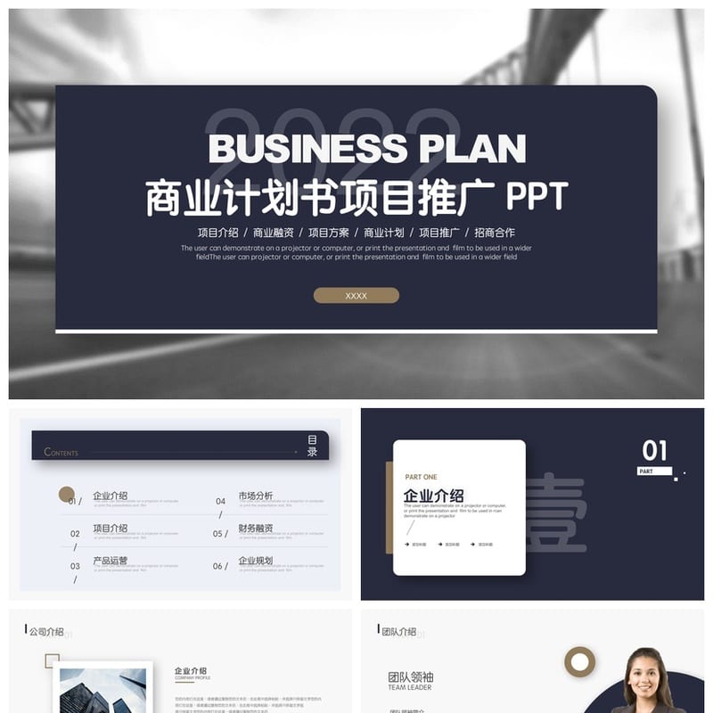 商务大气稳重PPT模板 企业介绍产品介绍商业计划书 工作报告素材 - 工作PPT 模板