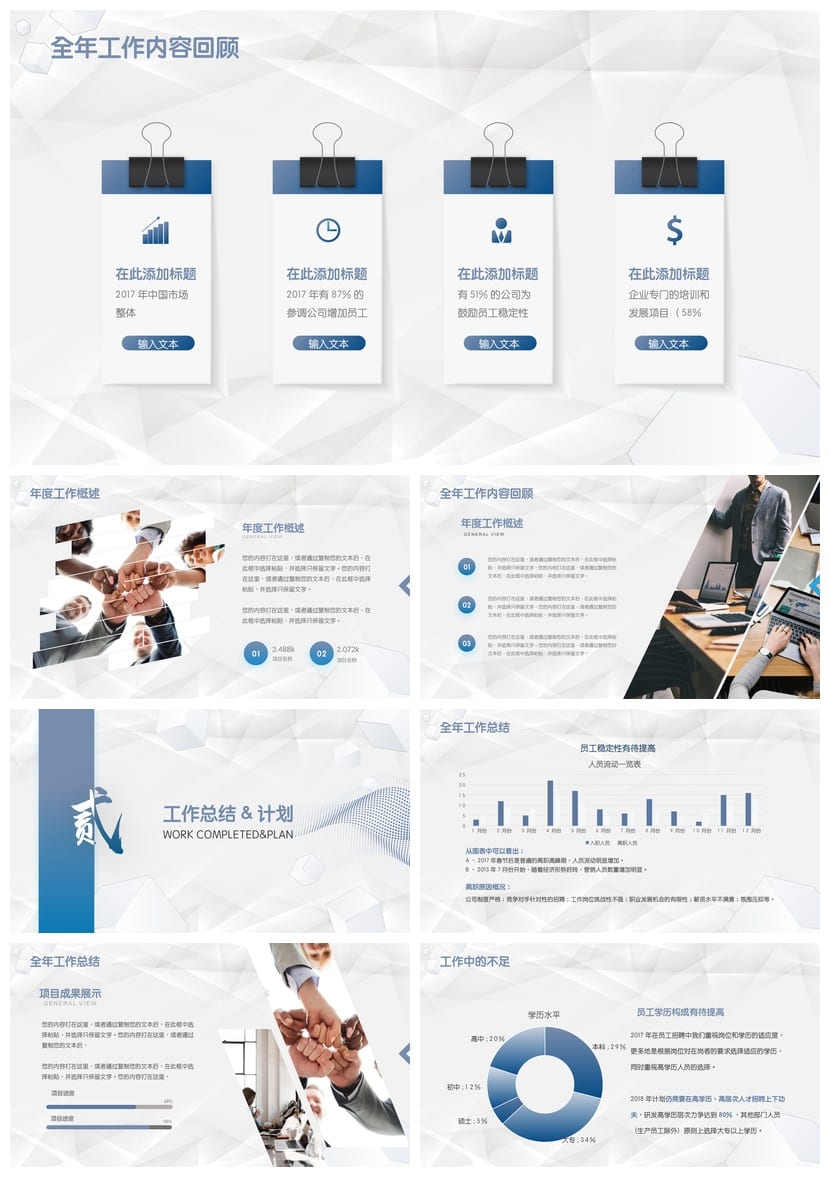行业风格PPT模板 工作总结报告素材pptx设计 - 第2页预览