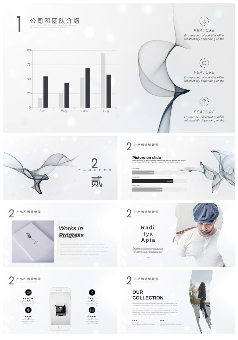 极简水墨风PPT模板 黑白工作报告 商业计划书 融资总结素材 - 第2页预览