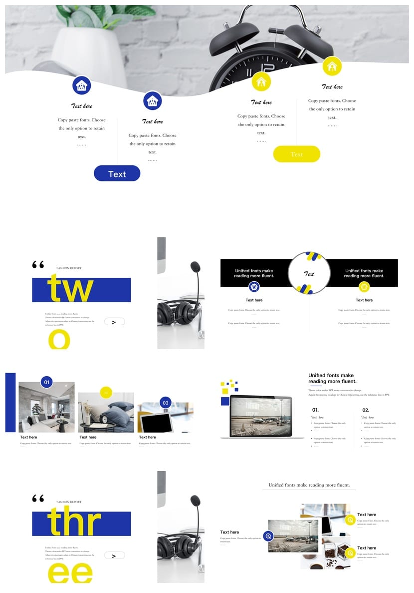 科技酷炫极蓝杂志风PPT模板 工作报告极简黄蓝风格设计素材pptx - 第2页预览
