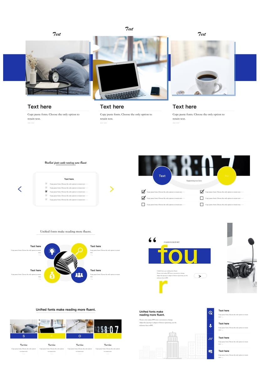 科技酷炫极蓝杂志风PPT模板 工作报告极简黄蓝风格设计素材pptx - 第3页预览
