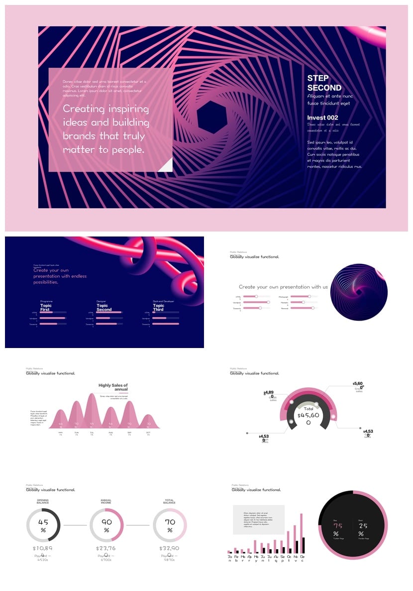 各行业工作报告PPT模板 创意风格设计素材与动态图表合集 - 第4页预览