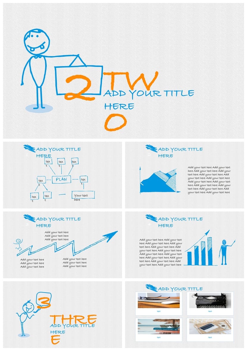 手绘风格工作报告PPT模板 各行业通用素材 创意扁平化设计 - 第2页预览