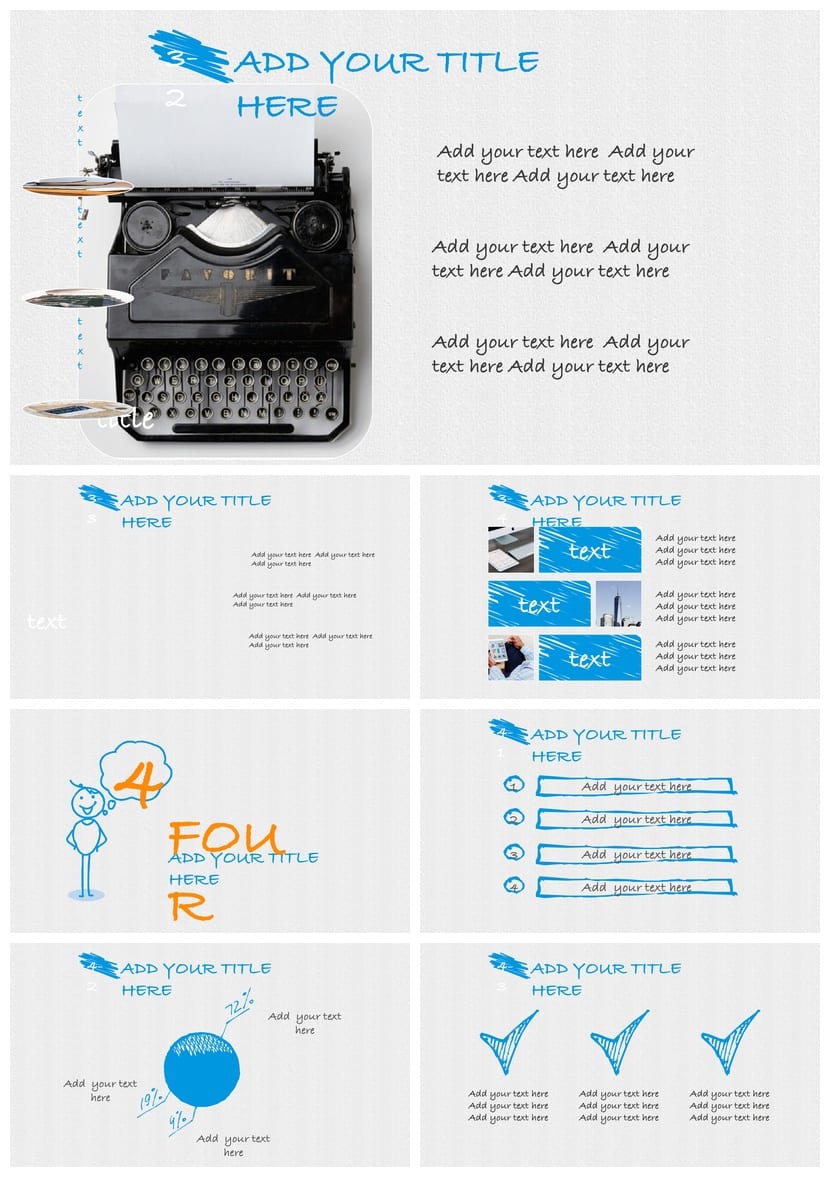 手绘风格工作报告PPT模板 各行业通用素材 创意扁平化设计 - 第3页预览