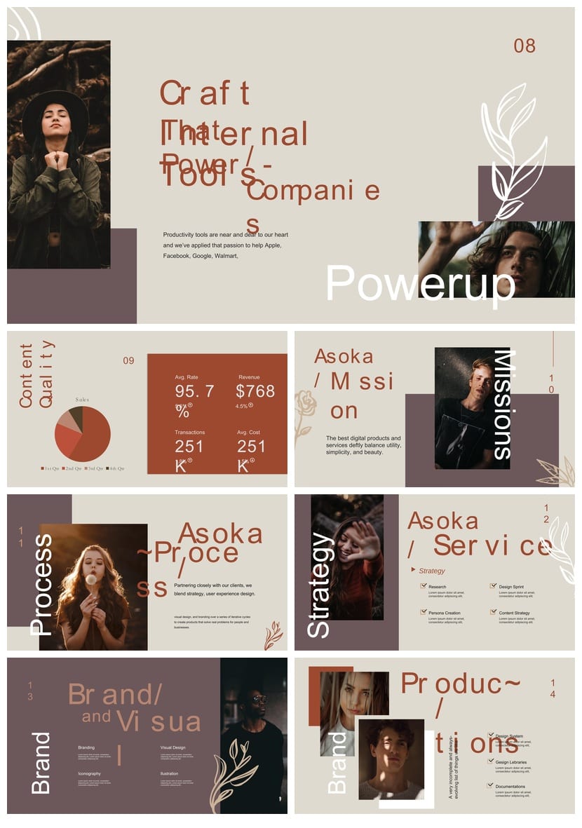 莫兰迪高级感工作总结PPT模板 扁平化设计pptx源文件可编辑 - 第2页预览