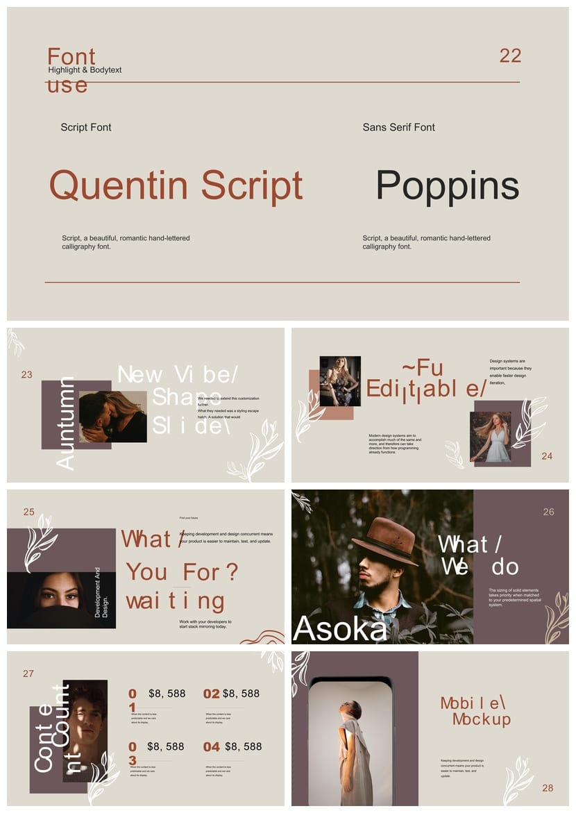 莫兰迪高级感工作总结PPT模板 扁平化设计pptx源文件可编辑 - 第4页预览