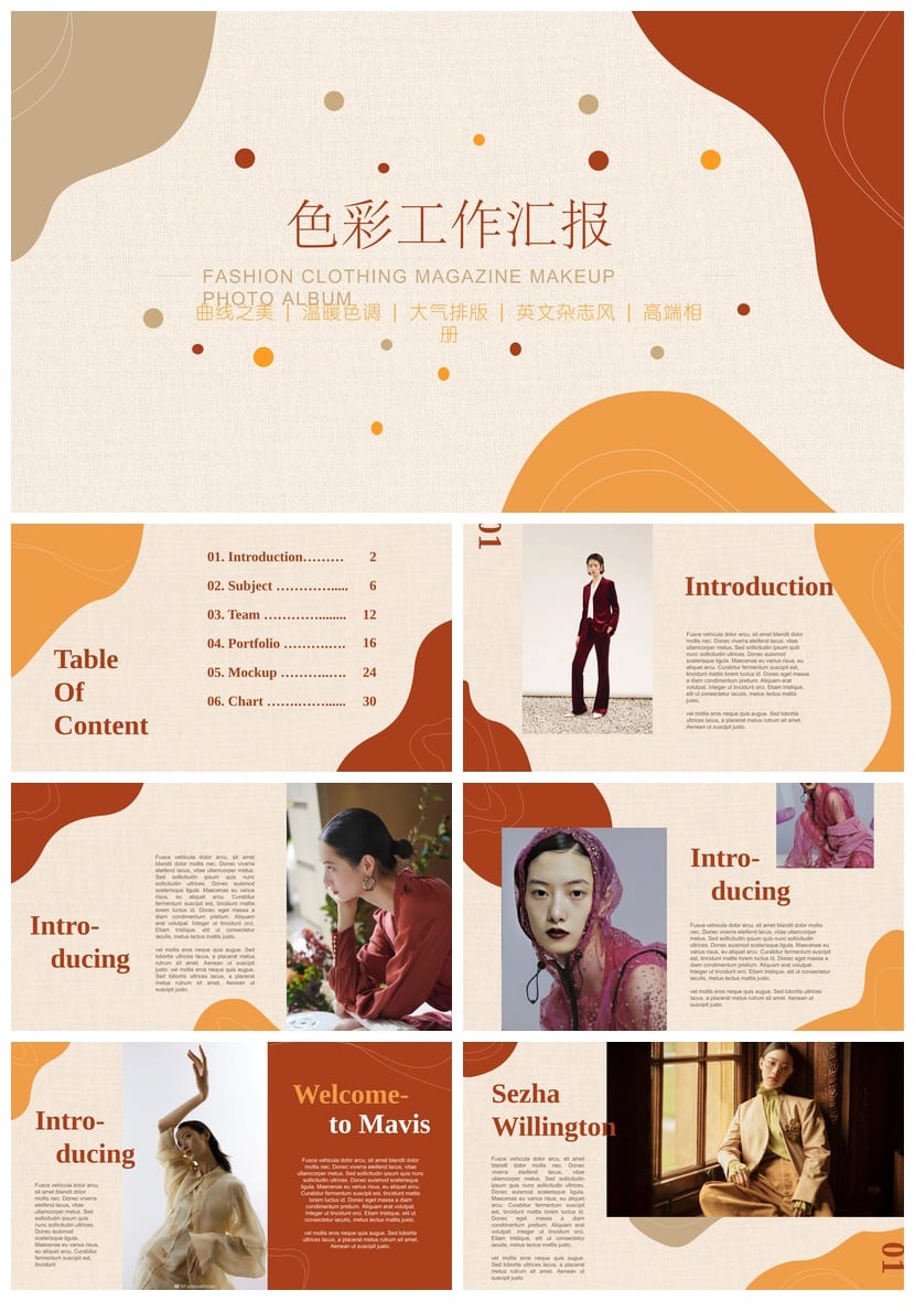 莫兰迪色工作总结PPT模板pptx源文件 可编辑素材 - 第1页预览