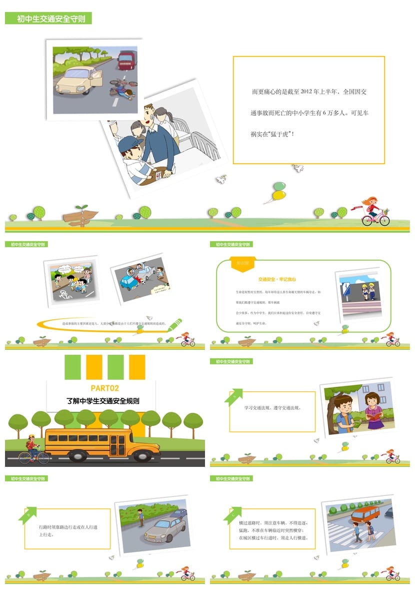 初中生交通安全守则PPT课件 主题班会安全教育 初中班会素材模板 - 第2页预览