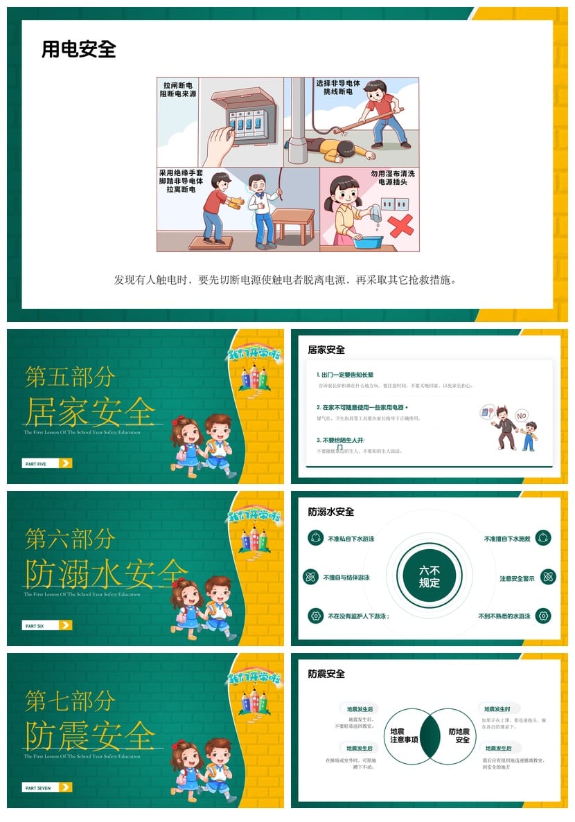 开学第一课安全教育PPT模板：中小学生校园安全主题班会课件素材 - 第3页预览