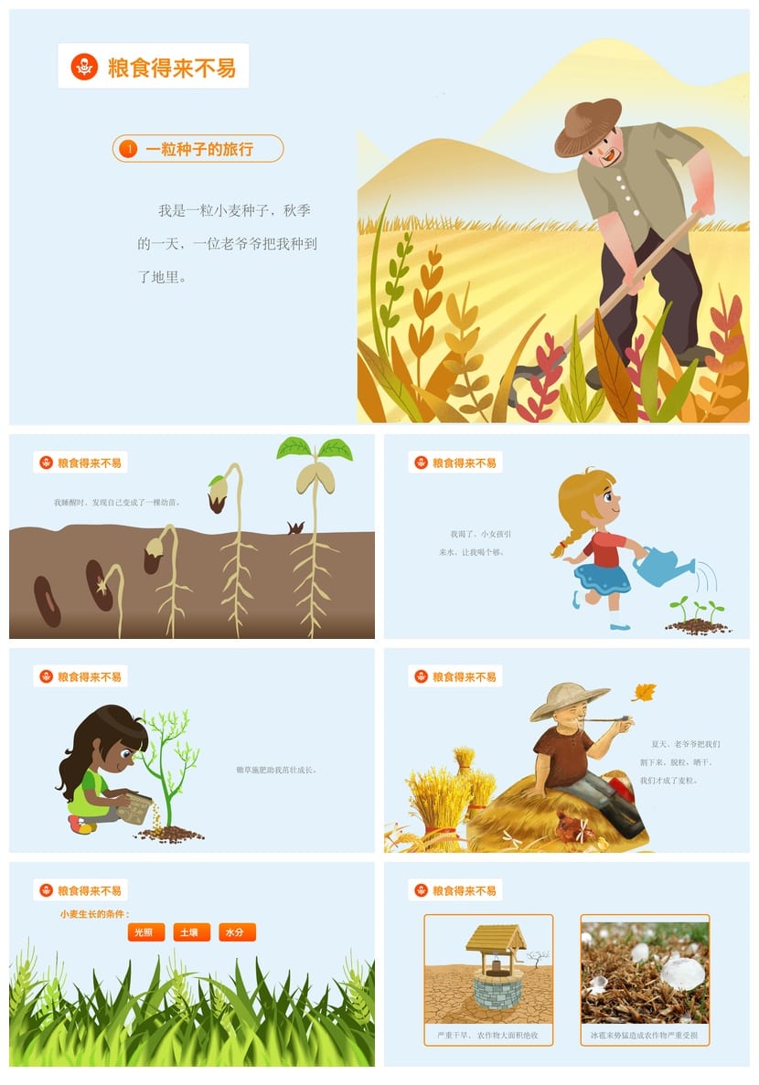 珍惜粮食主题班会PPT课件：节约粮食班会设计、教学课件资源 - 第2页预览