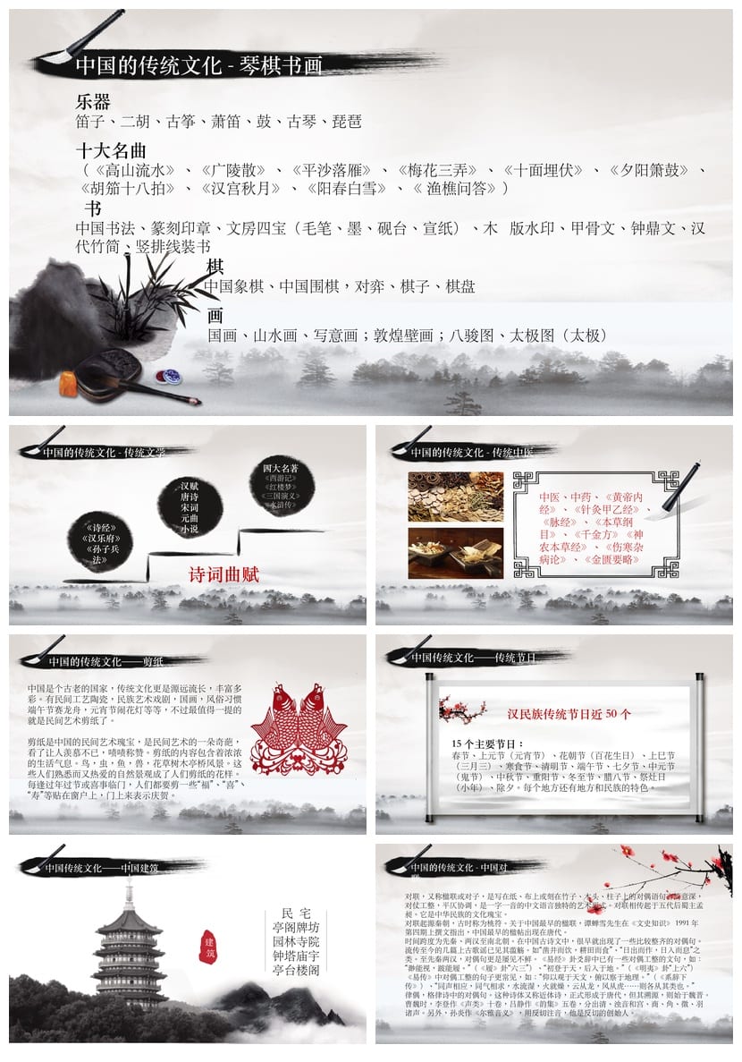 小学传统文化主题班会PPT课件模板 传统节日习俗PPT素材 - 第2页预览